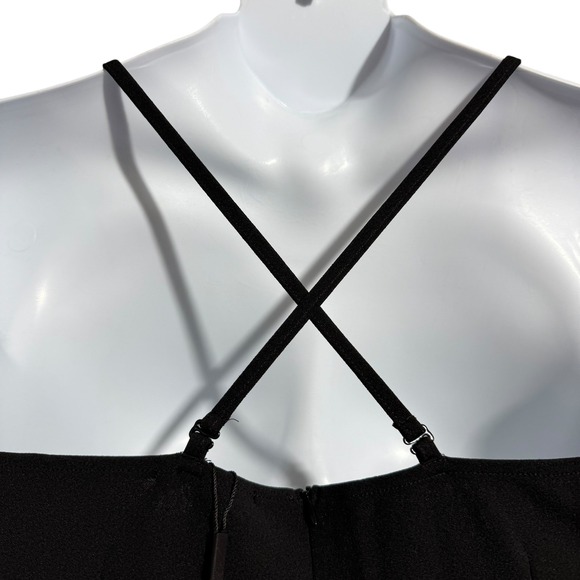 NWT Knittee black spaghetti strap side split ruffle bottom dress / gown Medium - Picture 6 of 11